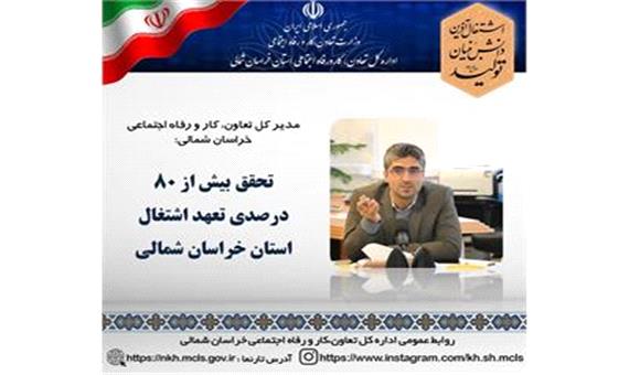 تحقق بیش از 80 درصدی تعهدات اشتغال دستگاههای اجرایی استان خراسان شمالی